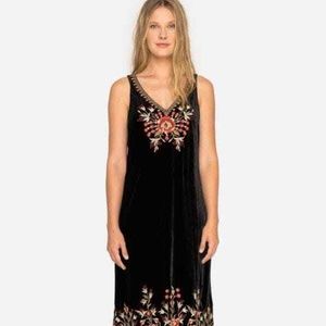 NWT! Johnny Was Eleanor Black Velvet Embroidered Dress! XS